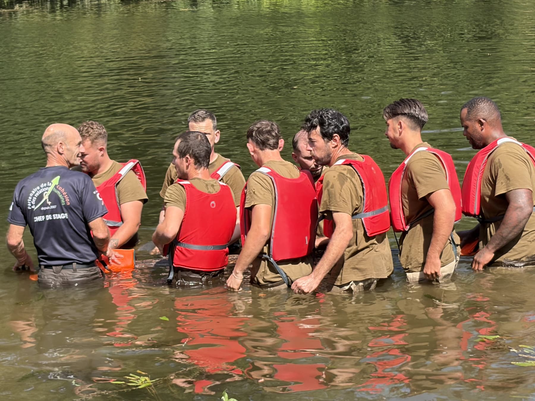 Groupe de managers en formation sur le terrain